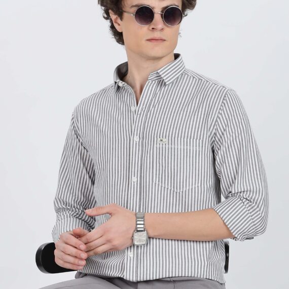TRENDY BLACK & WHITE CASUAL LINE SHIRT